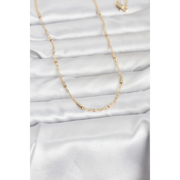 CM 14K Gold Renk Bar Zincir Model 60 cm Kadın Kolye - TJ-BKO10973