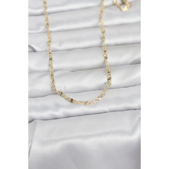 CM 14K Gold Renk Lazerli Gemici Zincir Model 60 cm Kadın Kolye - TJ-BKO10974