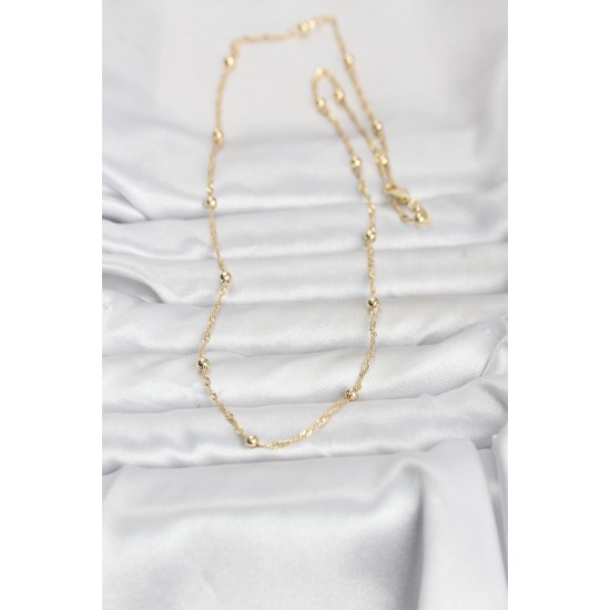 CM 14K Gold Renk Burgu ve Top Zincirli Model 60 cm Kadın Kolye - TJ-BKO10975