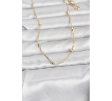 CM 14K Gold Renk Burgu ve Top Zincirli Model 60 cm Kadın Kolye - TJ-BKO10975