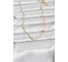 CM 14K Gold Renk Burgu ve Top Zincirli Model 60 cm Kadın Kolye - TJ-BKO10975