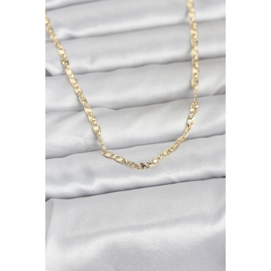 CM 14K Gold Renk Lazer Zincirli Model 60 cm Kadın Kolye - TJ-BKO10976