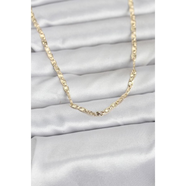CM 14K Gold Renk Lazer Zincirli Model 60 cm Kadın Kolye - TJ-BKO10976