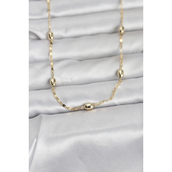CM 14K Gold Renk Damla Topçuklu Zincir Model 60 cm Kadın Kolye - TJ-BKO10977