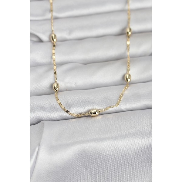CM 14K Gold Renk Damla Topçuklu Zincir Model 60 cm Kadın Kolye - TJ-BKO10977
