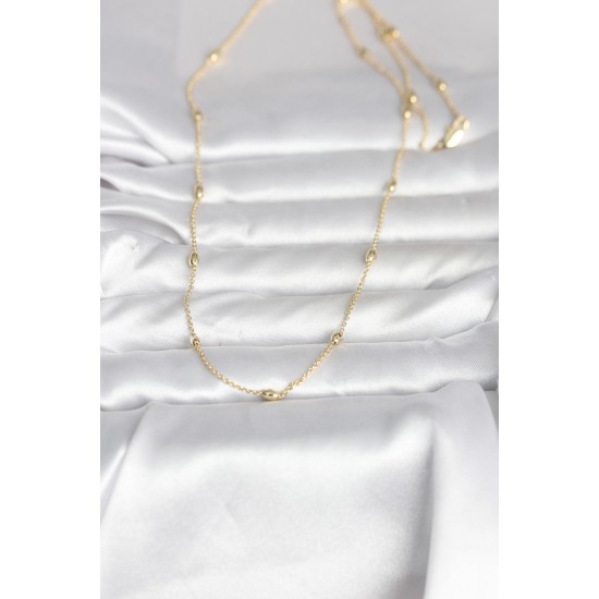 CM 14K Gold Renk Damla Topçuk Model Zincirli 60 cm Kadın Kolye - TJ-BKO10980