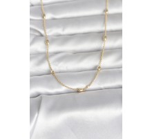 CM 14K Gold Renk Damla Topçuk Model Zincirli 60 cm Kadın Kolye - TJ-BKO10980