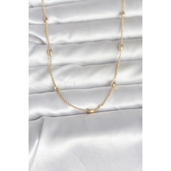 CM 14K Gold Renk Damla Topçuk Model Zincirli 60 cm Kadın Kolye - TJ-BKO10980
