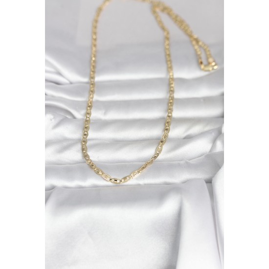 CM 14K Gold Renk Lazer Kesim Zincirli Model 60 cm Kadın Kolye - TJ-BKO10981