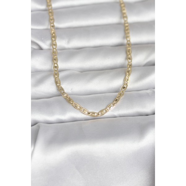 CM 14K Gold Renk Lazer Kesim Zincirli Model 60 cm Kadın Kolye - TJ-BKO10981