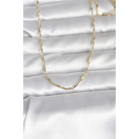 CM 14K Gold Renk İnce Ataç Zincir Model 60 cm Kadın Kolye - TJ-BKO10983