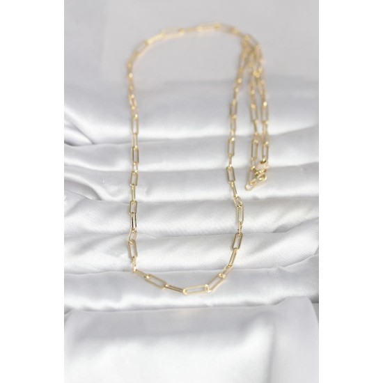 CM 14K Gold Renk Ataç Zincirli Model 60 cm Kadın Kolye - TJ-BKO10985