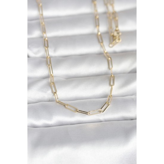 CM 14K Gold Renk Ataç Zincirli Model 60 cm Kadın Kolye - TJ-BKO10985