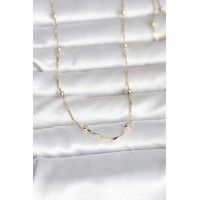 CM 14K Gold Renk Kesme Çubuk Zincir Topçuklu Model 60 cm Kadın Kolye TJ-BKO10986