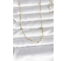 CM 14K Gold Renk Kesme Çubuk Zincir Topçuklu Model 60 cm Kadın Kolye - TJ-BKO10986