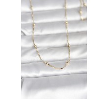 CM 14K Gold Renk Kesme Çubuk Zincir Topçuklu Model 60 cm Kadın Kolye - TJ-BKO10986