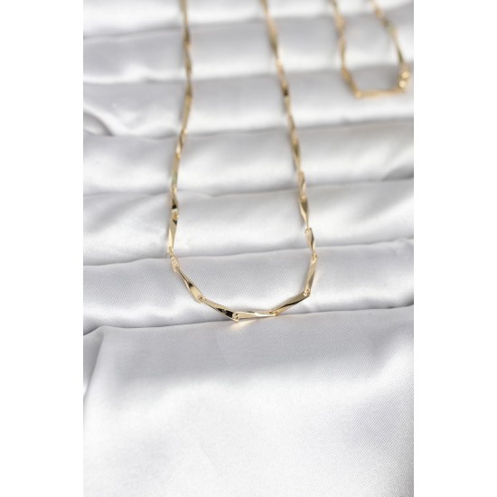 CM 14K Gold Renk Kesme Çubuk Zincirli Model 60 cm Kadın Kolye - TJ-BKO10988