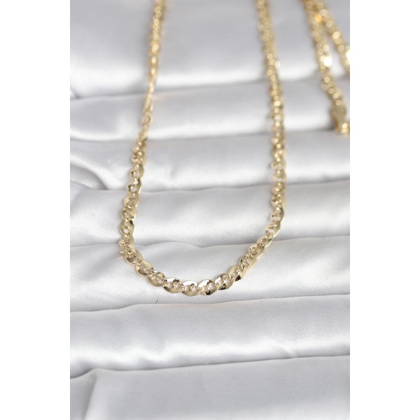 CM 14K Gold Renk Yassı Oval Zincirli Model 60 cm Kadın Kolye - TJ-BKO10989