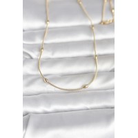CM 14K Gold Renk Yılan Zincirli Damla Topçuk Model 60 cm Kadın Kolye TJ-BKO10990