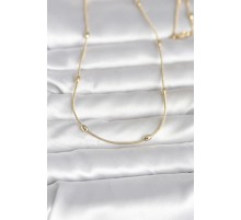 CM 14K Gold Renk Yılan Zincirli Damla Topçuk Model 60 cm Kadın Kolye - TJ-BKO10990