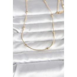 CM 14K Gold Renk Yılan Zincirli Damla Topçuk Model 60 cm Kadın Kolye TJ-BKO10990