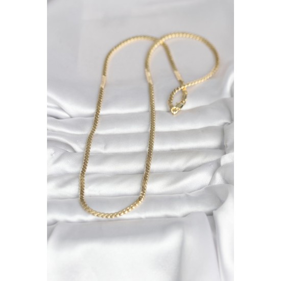 CM 14K Gold Renk Yassı Ezme Zincir Model 60 cm Kadın Kolye - TJ-BKO10996