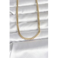 CM 14K Gold Renk Yassı Ezme Zincir Model 60 cm Kadın Kolye TJ-BKO10996