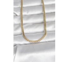 CM 14K Gold Renk Yassı Ezme Zincir Model 60 cm Kadın Kolye - TJ-BKO10996