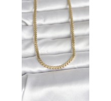 CM 14K Gold Renk Yassı Ezme Zincir Model 60 cm Kadın Kolye - TJ-BKO10996