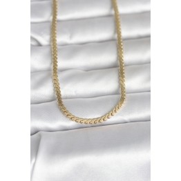 CM 14K Gold Renk Yassı Ezme Zincir Model 60 cm Kadın Kolye TJ-BKO10996
