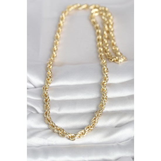 CM 14K Gold Renk Kalın Burgu Zincirli Model 60 cm Kadın Kolye - TJ-BKO10997
