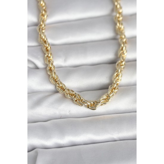 CM 14K Gold Renk Kalın Burgu Zincirli Model 60 cm Kadın Kolye - TJ-BKO10997