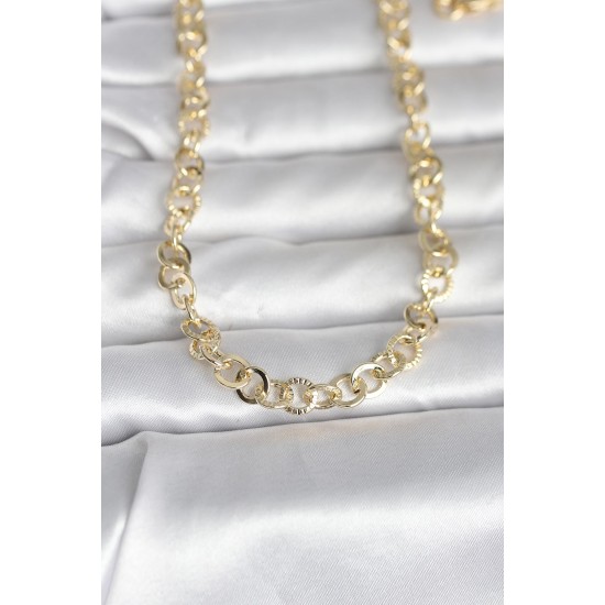 CM 14K Gold Renk Kalın Halka Zincirli 60 cm Kadın Kolye - TJ-BKO10999