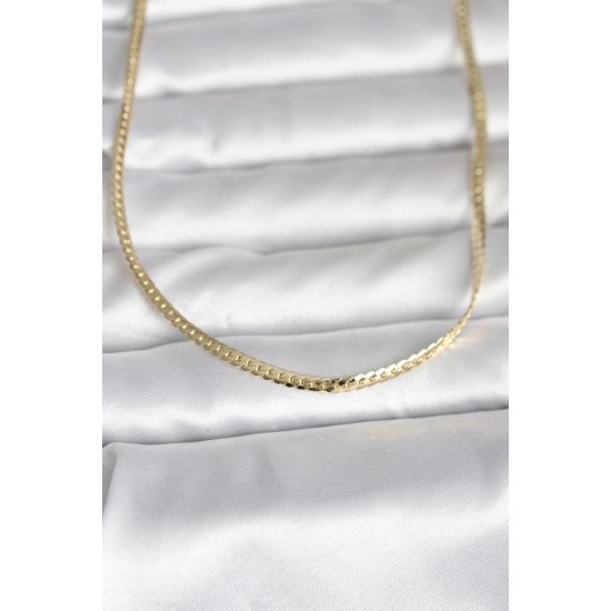 CM 14K Gold Renk Yassı Zincir Model 45 cm Kadın Kolye - TJ-BKO11002