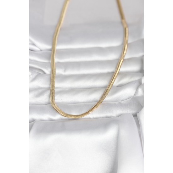 CM 14K Gold Renk Yassı Yılan Zincir Model 45 cm Kadın Kolye - TJ-BKO11005