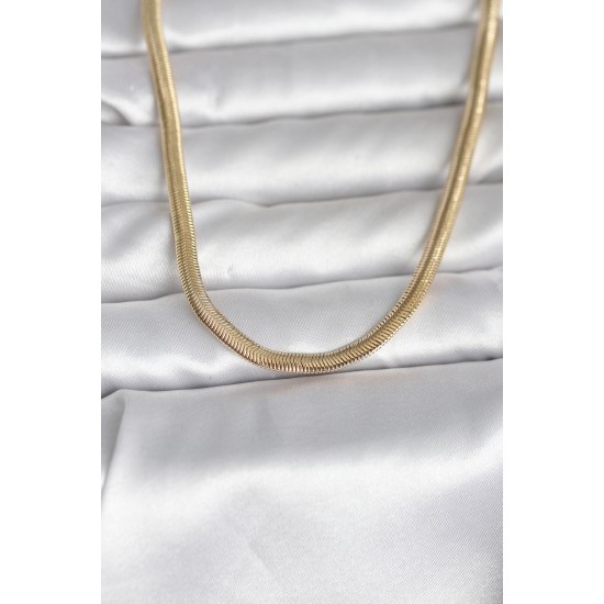 CM 14K Gold Renk Yassı Yılan Zincir Model 45 cm Kadın Kolye - TJ-BKO11005