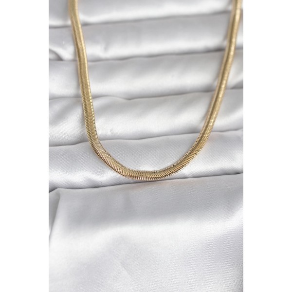 CM 14K Gold Renk Yassı Yılan Zincir Model 45 cm Kadın Kolye - TJ-BKO11005