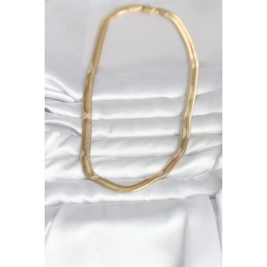 CM 14K Gold Renk Kalın Yassı Yılan Zincir Model 45 cm Kadın Kolye - TJ-BKO11006