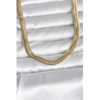 CM 14K Gold Renk Kalın Yassı Yılan Zincir Model 45 cm Kadın Kolye TJ-BKO11006
