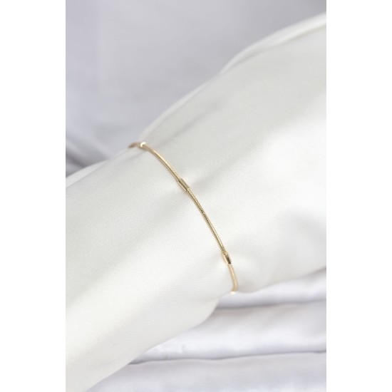 CM 14K Gold Renk Barlı Yılan Zincir Model Kadın Bileklik - TJ-BB8277