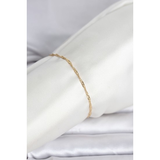 CM 14K Gold Renk Ezme Burgu Zincir Model Kadın Bileklik - TJ-BB8280