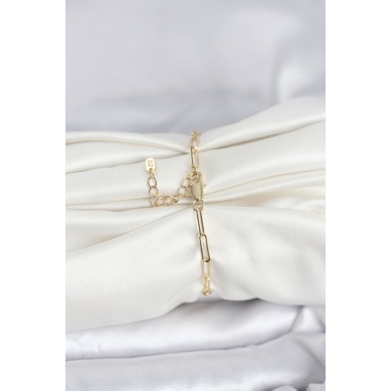 CM 14K Gold Renk Ataç Zincir Model Kadın Bileklik - TJ-BB8283