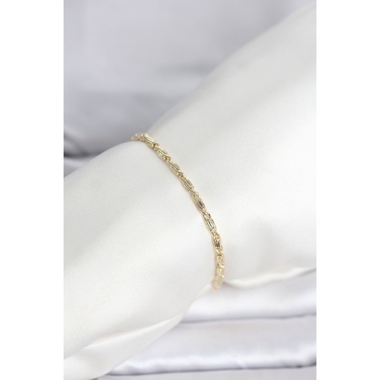 CM 14K Gold Renk Burgu Zincirli Model Kadın Bileklik - TJ-BB8286