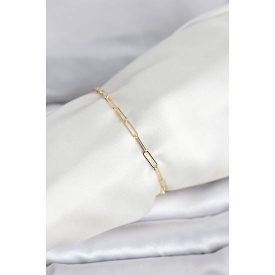 CM 14K Gold Renk Ataç Zincir Model Kadın Bileklik - TJ-BB8283