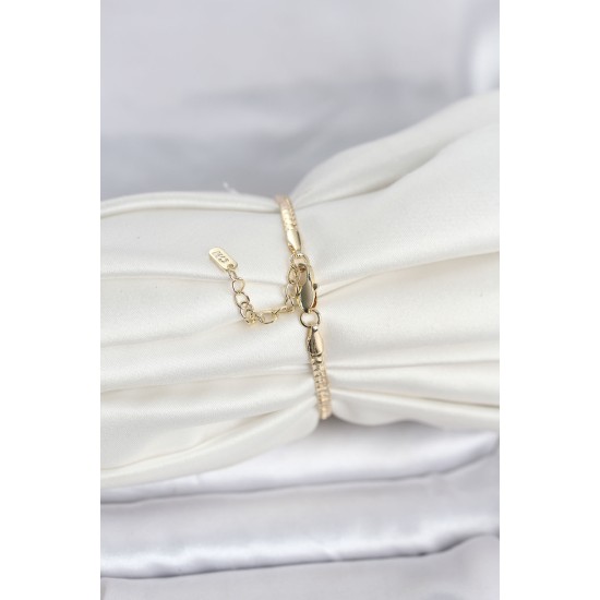 CM 14K Gold Renk Yassı Zincir Model Kadın Bileklik - TJ-BB8291