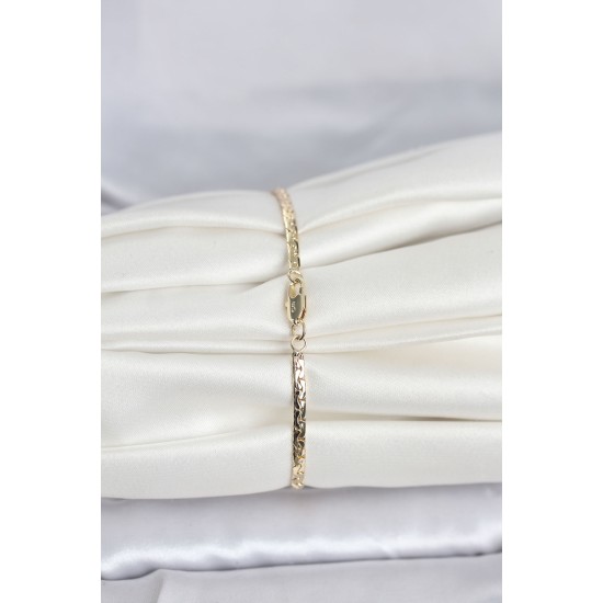 CM 14K Gold Renk Yassı Ezme Zincir Model Kadın Bileklik - TJ-BB8292