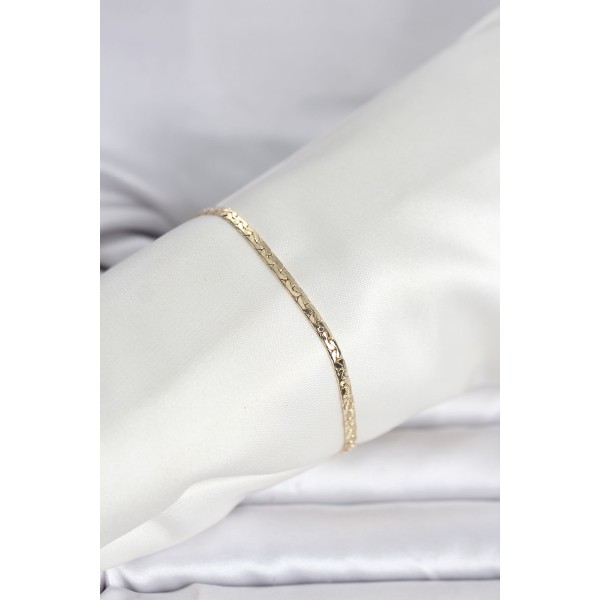 CM 14K Gold Renk Yassı Ezme Zincir Model Kadın Bileklik - TJ-BB8292
