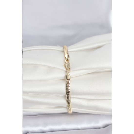 CM 14K Gold Renk Yassı Yılan Zincir Model Kadın Bileklik - TJ-BB8293