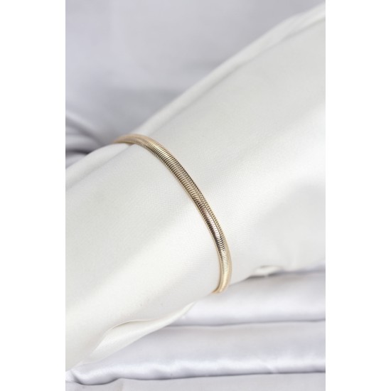 CM 14K Gold Renk Yassı Yılan Zincir Model Kadın Bileklik - TJ-BB8293