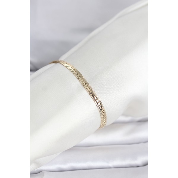 CM 14K Gold Renk Lazerli Yassı Zincir Model Kadın Bileklik - TJ-BB8295